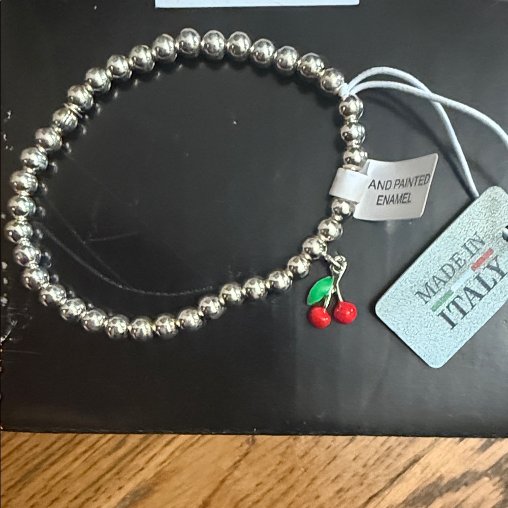 Italian Silver Bracelet with Cherry Charm